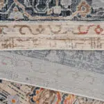 Close-up of the edge and backing of Babylon Rose Rug, showcasing intricate border patterns and durable construction.