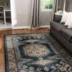 Elegant Khalifa Imperial Rug in black and beige colors, perfect for modern and classic living room decor.
