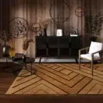 Sandy beige Alhambra Geometric Rug with bold geometric patterns for modern interiors.