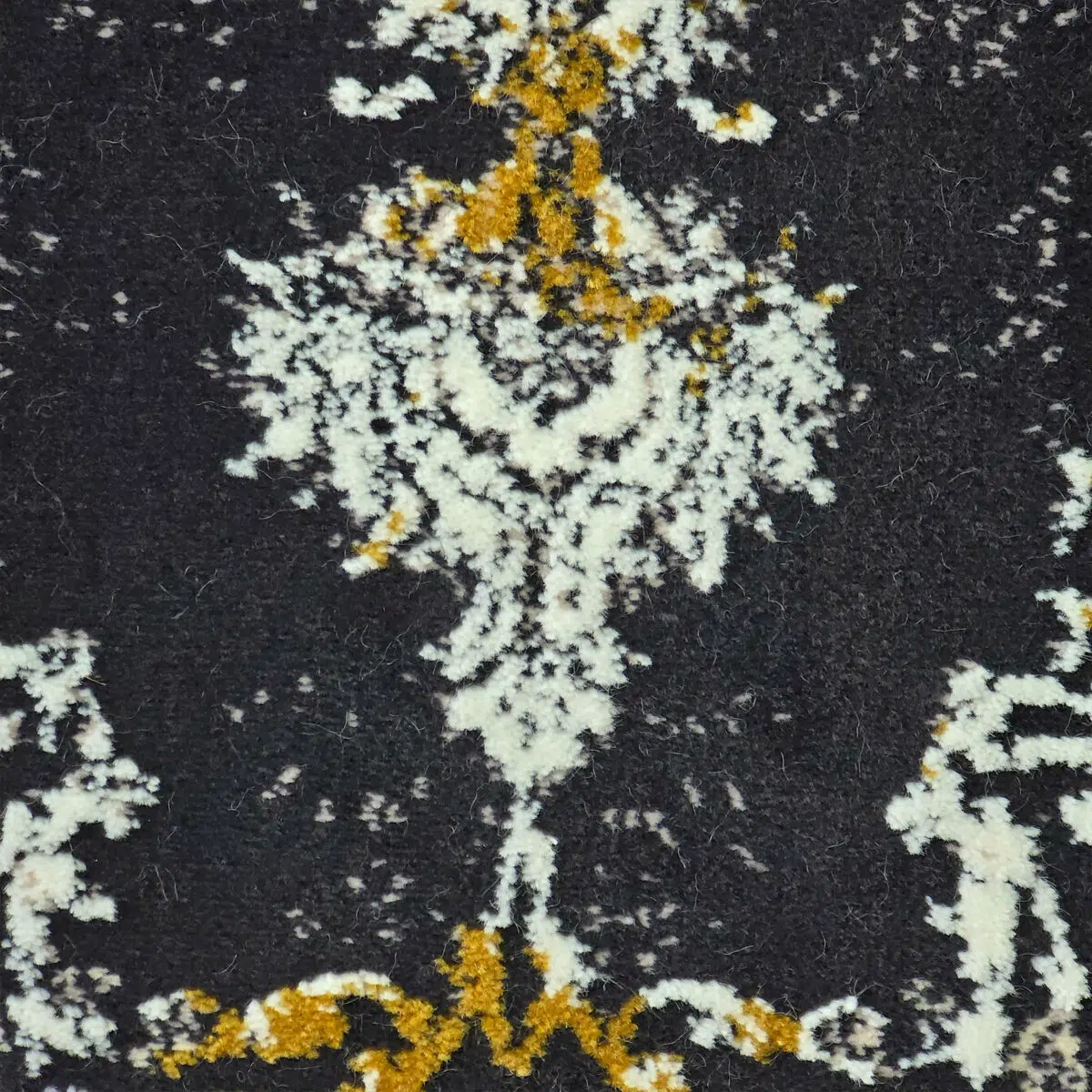 Algiers Rug Intricate Persian Motif in Black Ivory Gold