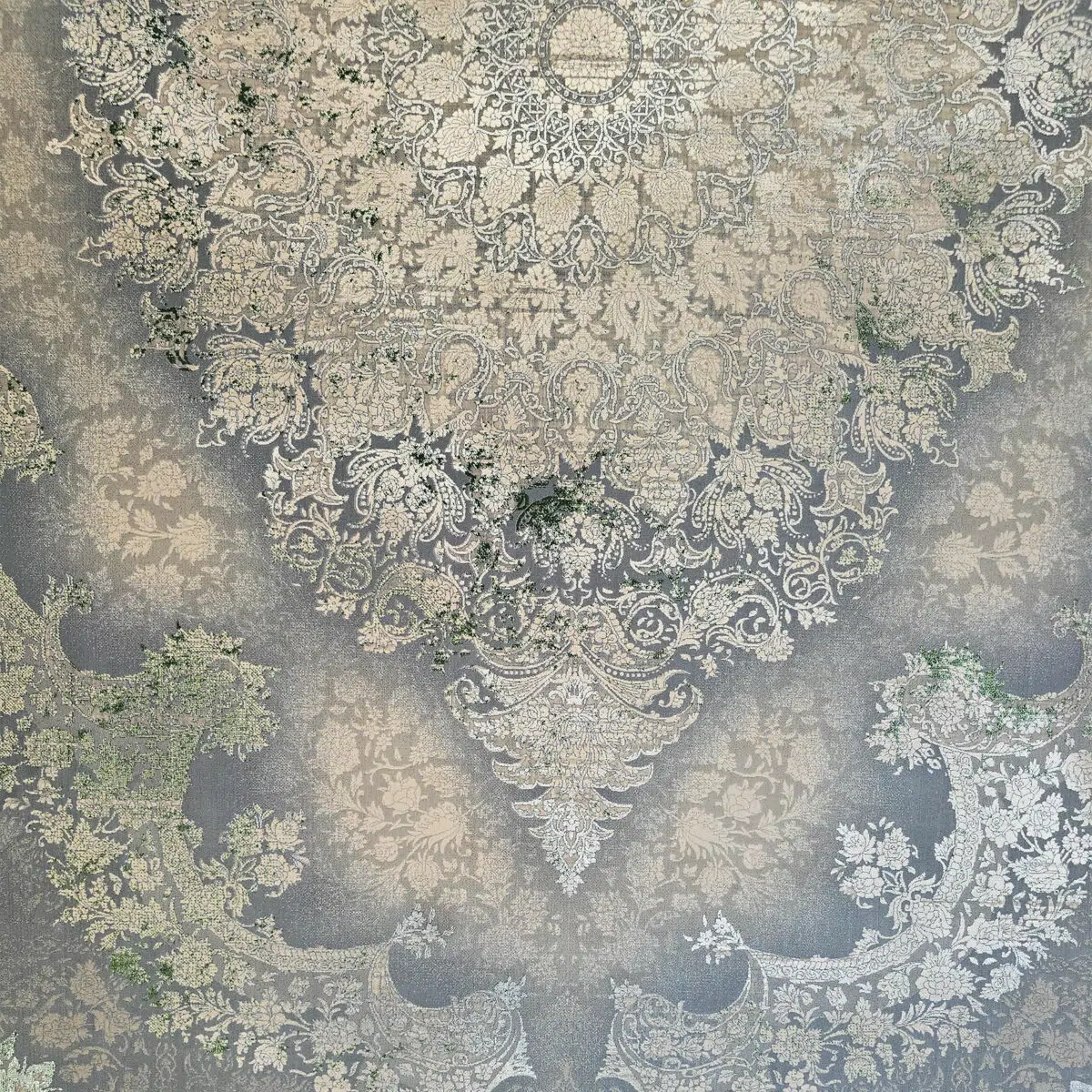 Close-up view of Alhambra Royal Rug showcasing intricate floral patterns, fine Persian design, and high-quality 1200 reeds, 3600 density acrylic weaving.