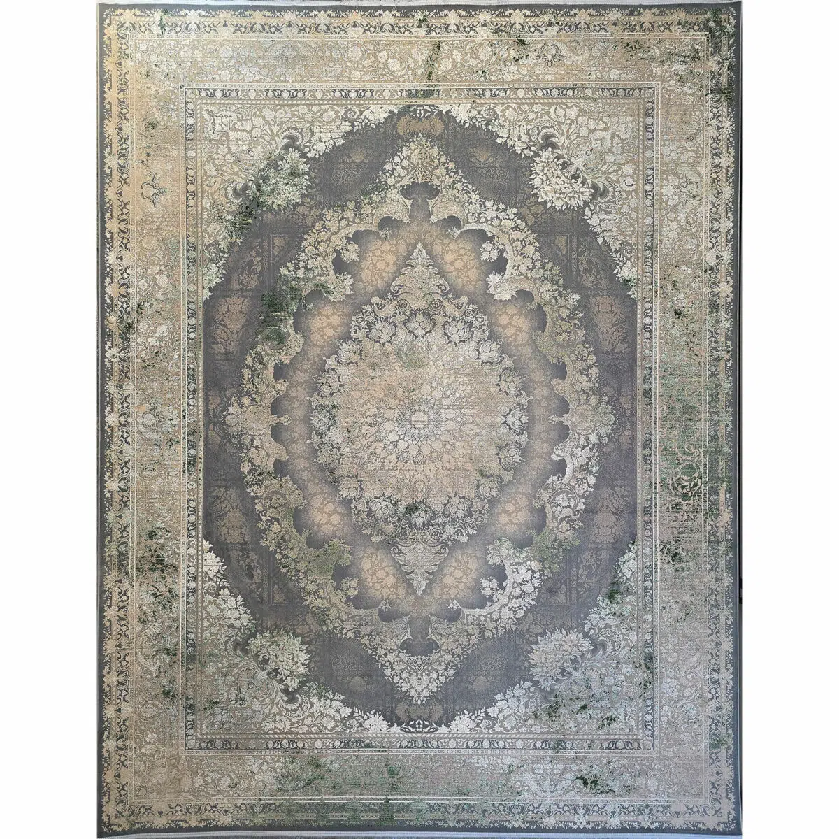 Traditional Persian rug – Alhambra Royal Rug featuring a central medallion, detailed floral borders, and a premium acrylic weave with 1200 reeds and 3600 density.