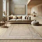 Bukhara Silk Rug - A premium 480 reeds, 1600 density modern distressed carpet in soft beige and taupe tones, perfect for luxury interiors.