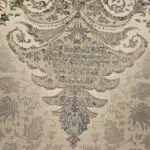 Macro close-up of Celestial Carpet, showcasing intricate floral detailing, Persian medallion patterns, and high-density weaving (1200 reeds, 3600 density) for luxury interiors and premium wholesale buyers.
