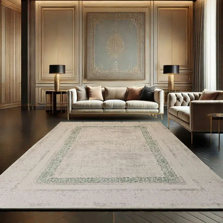 Doha Carpet – A timeless classic Persian rug with intricate border detailing, designed for luxury interiors, hotels, and premium showrooms.