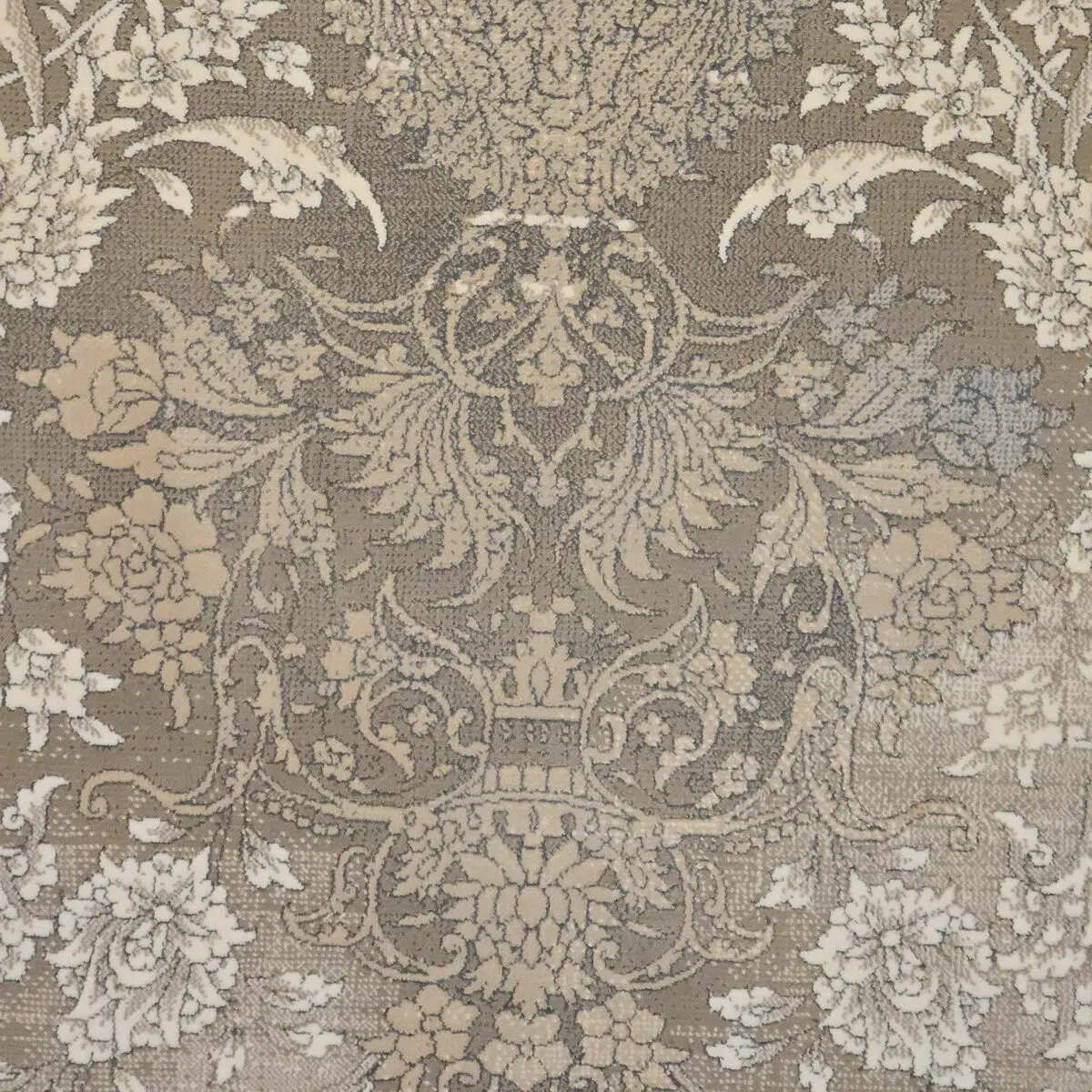 Close-up view of the Emir Carpet showcasing its intricate floral motifs and ornate patterns in a vintage distressed aesthetic.