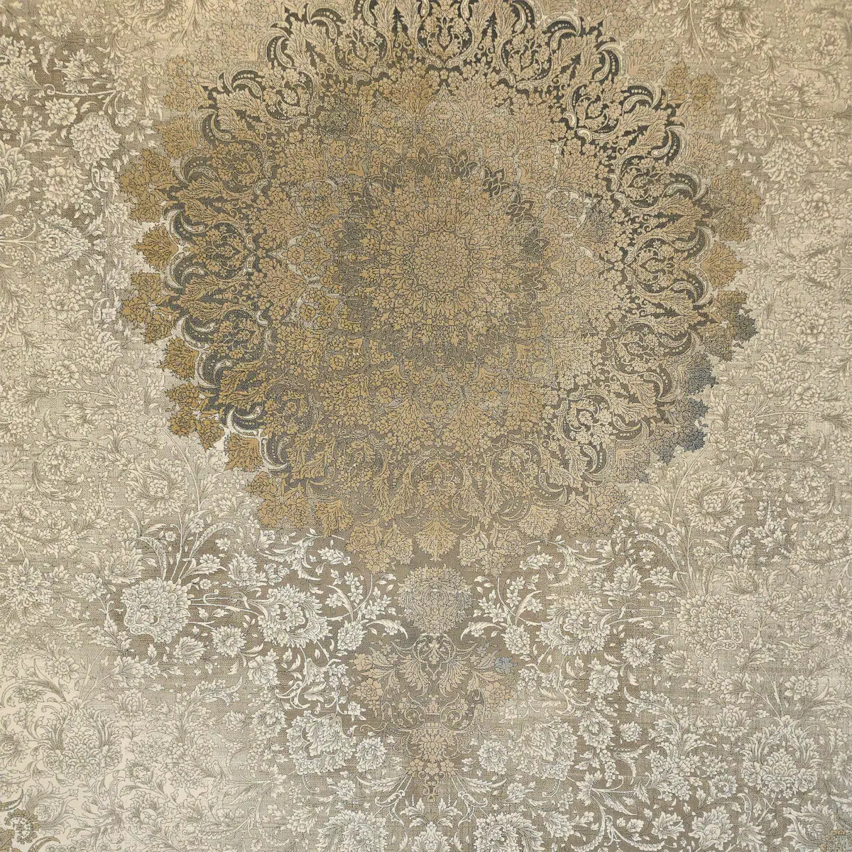 Emir Carpet – Ornate Medallion Floral Detailing in Antique Gold