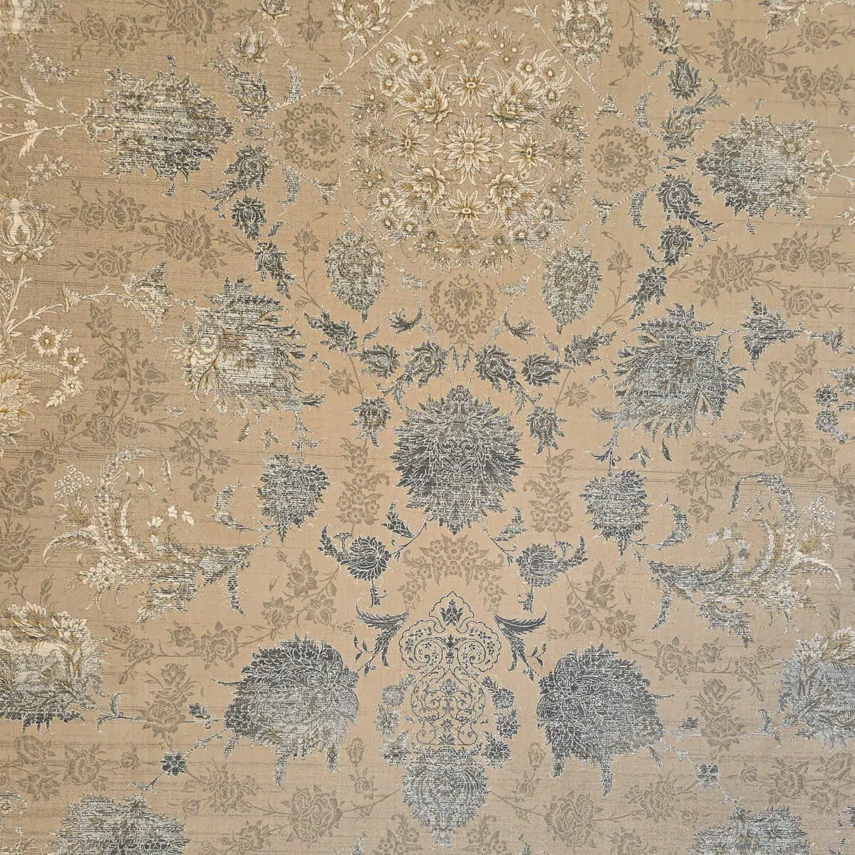 Imperial Carpet with intricate floral patterns in Antique Beige and Royal Blue, perfect for luxury living rooms and upscale interiors.