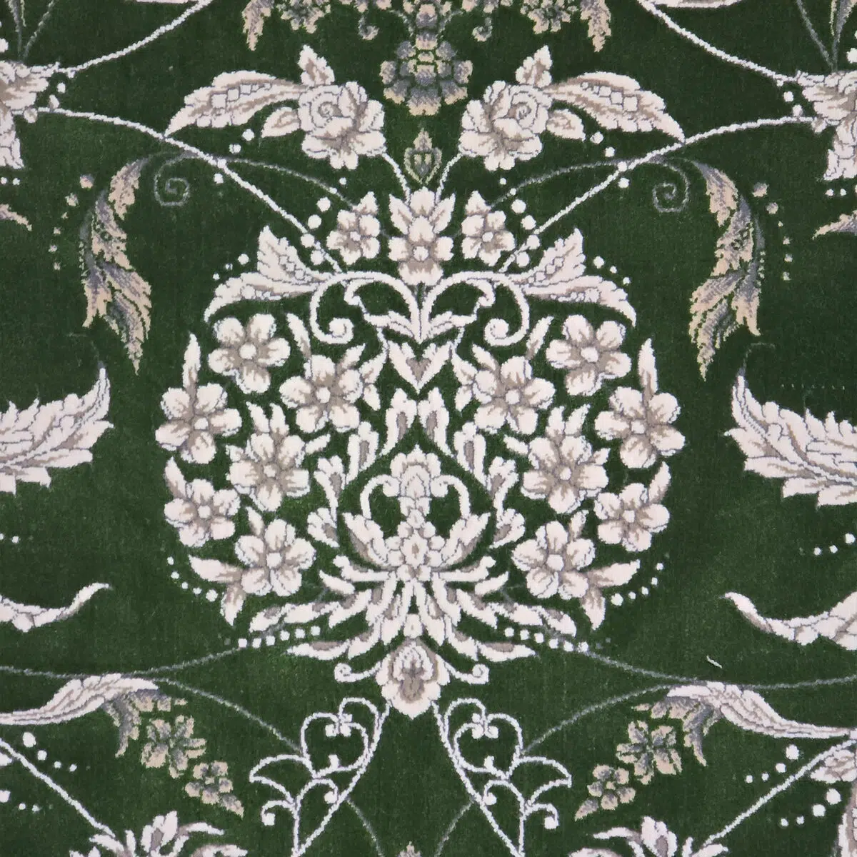Majestic Carpet – Close Up Floral Motif on Deep Green Background
