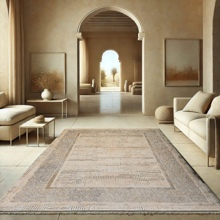Monarch Deco Carpet featuring a timeless bohemian design with intricate distressed patterns, perfect for luxury Gulf interiors and modern spaces.