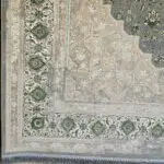 Handcrafted Royal Heriz Carpet featuring intricate medallion design with beige and green tones, perfect for luxury homes, hotels, and classic interiors.