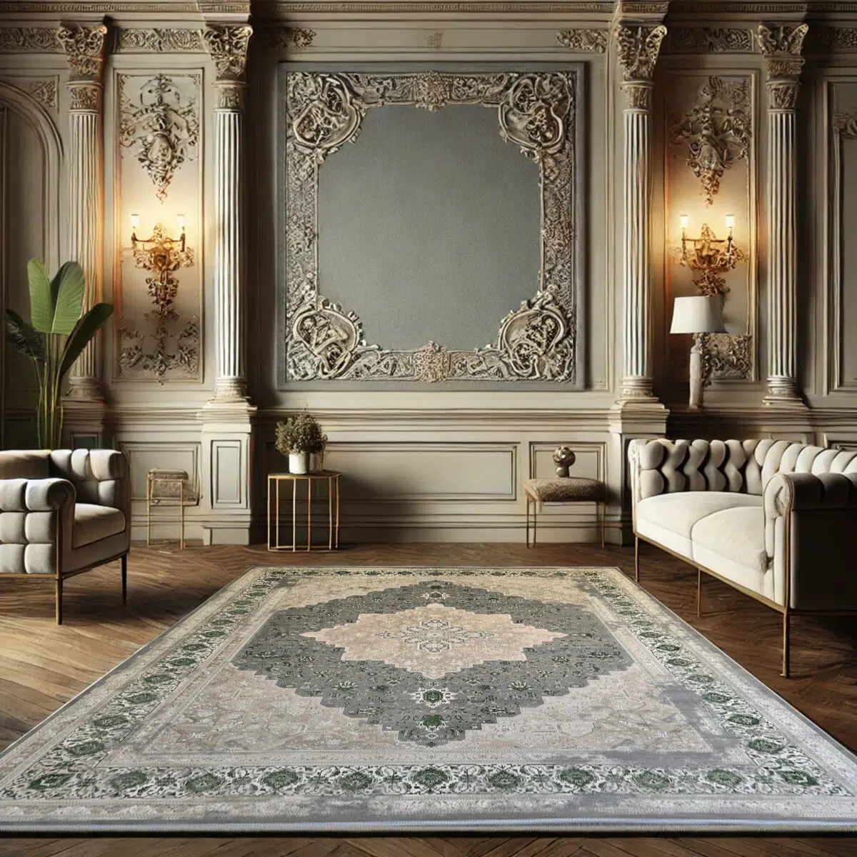 Luxury Royal Heriz Carpet with intricate patterns, 1200 reeds, and a rich traditional design, perfect for elegant interiors.