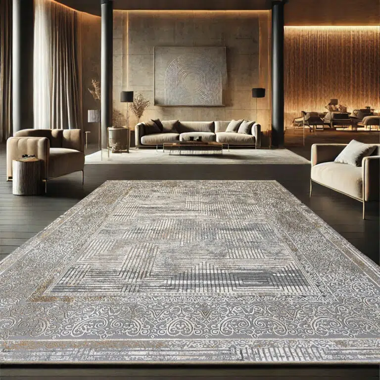 Andalus modern rug featuring geometric patterns with a sophisticated neutral palette, perfect for luxury interiors.