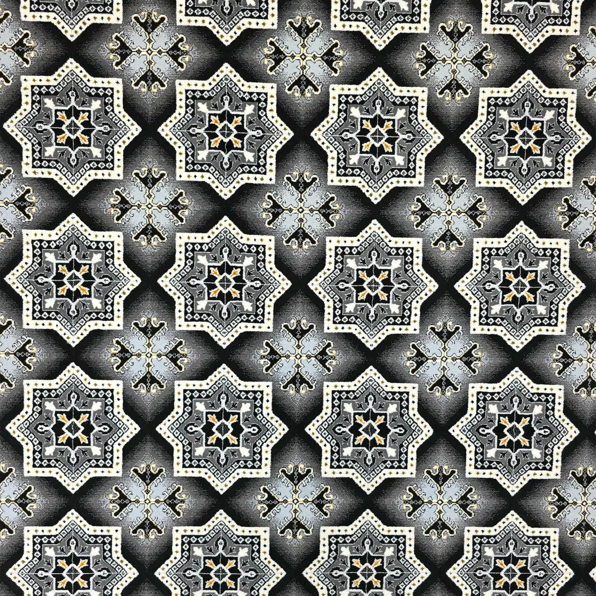 Detailed look at the central geometric motif of the Kuwait Royal Carpet, a fusion of Arabic heritage and modern luxury.