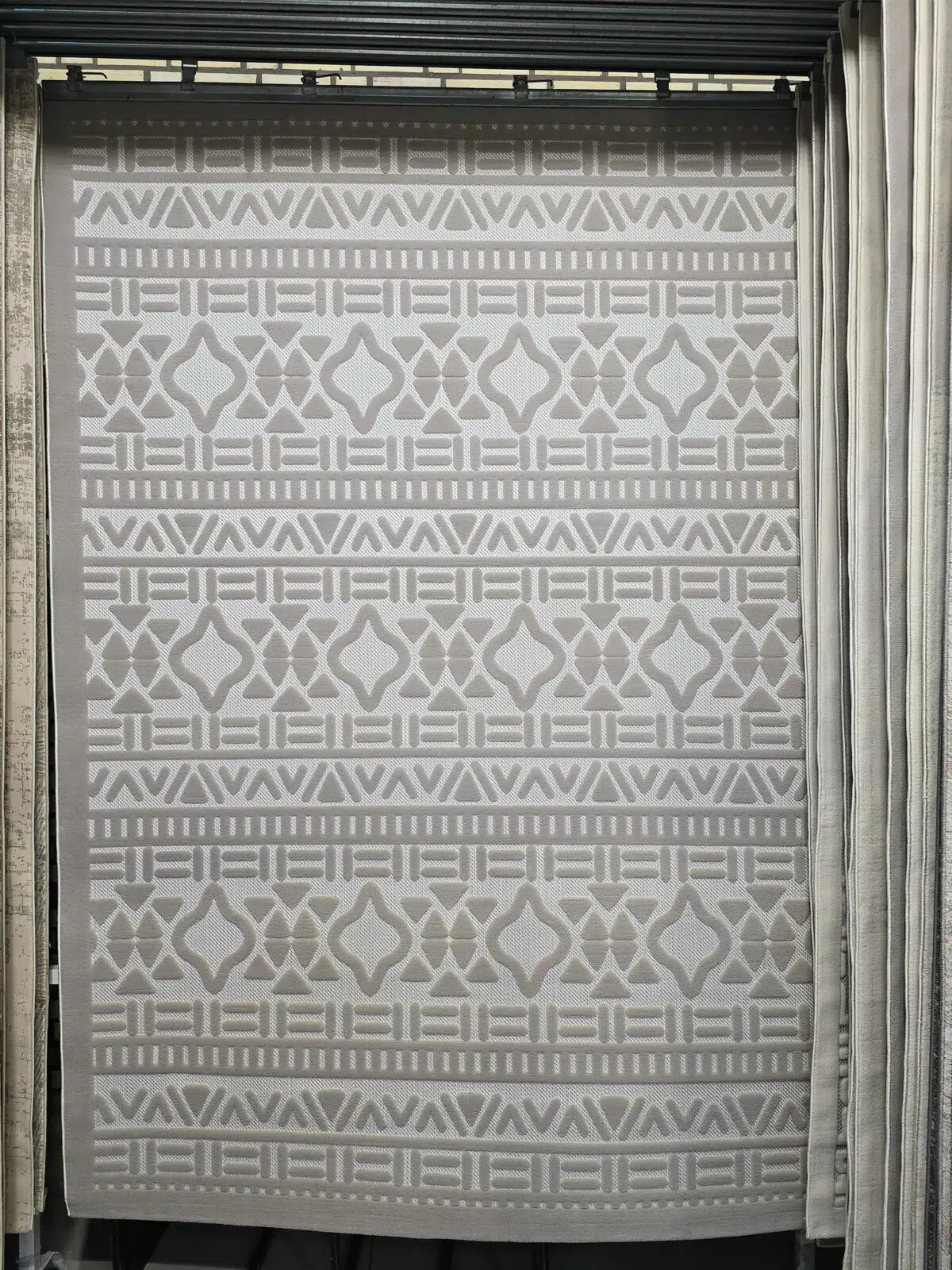 Full view of Eclipse rug with tribal-inspired geometric patterns