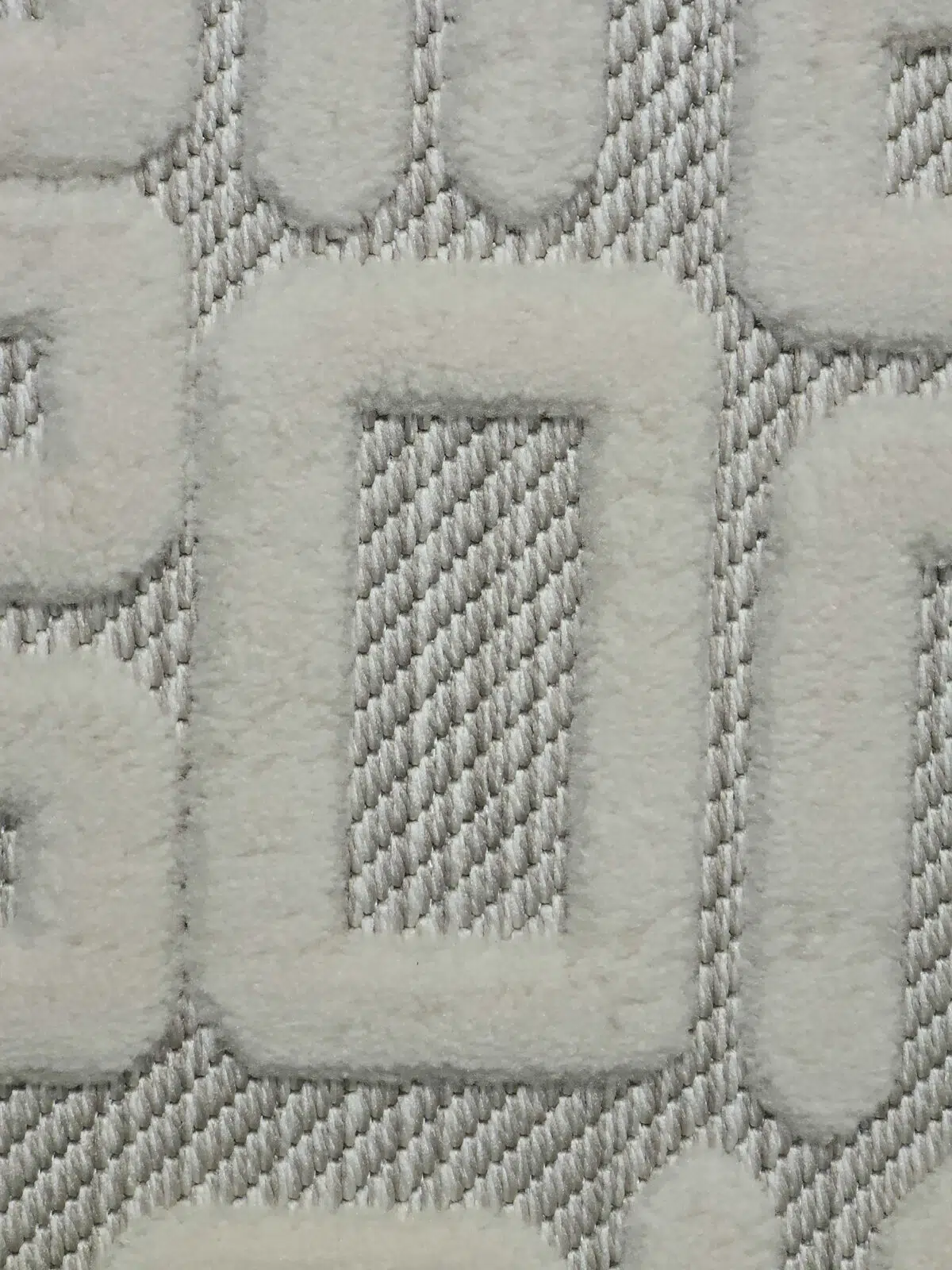 Zoomed-in texture of Vega Rug with contrast between cut pile and loop base