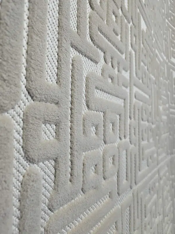 Angled close-up of Aurora rug highlighting 3D lines