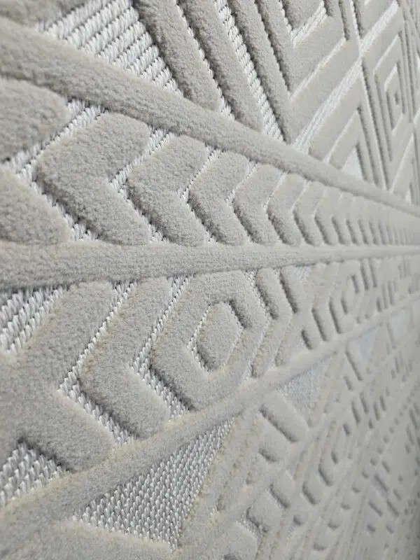 Close texture view of Selene rug’s layered tribal weave