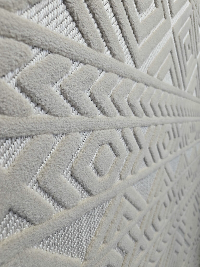 Close texture view of Selene rug’s layered tribal weave