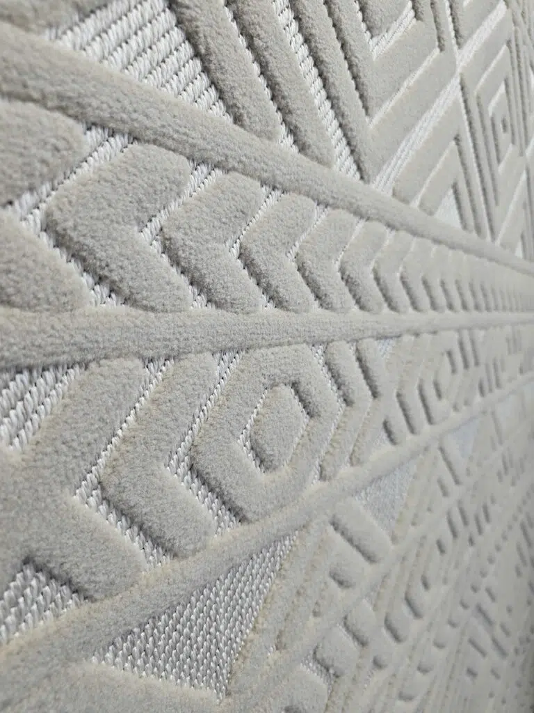 Close texture view of Selene rug’s layered tribal weave