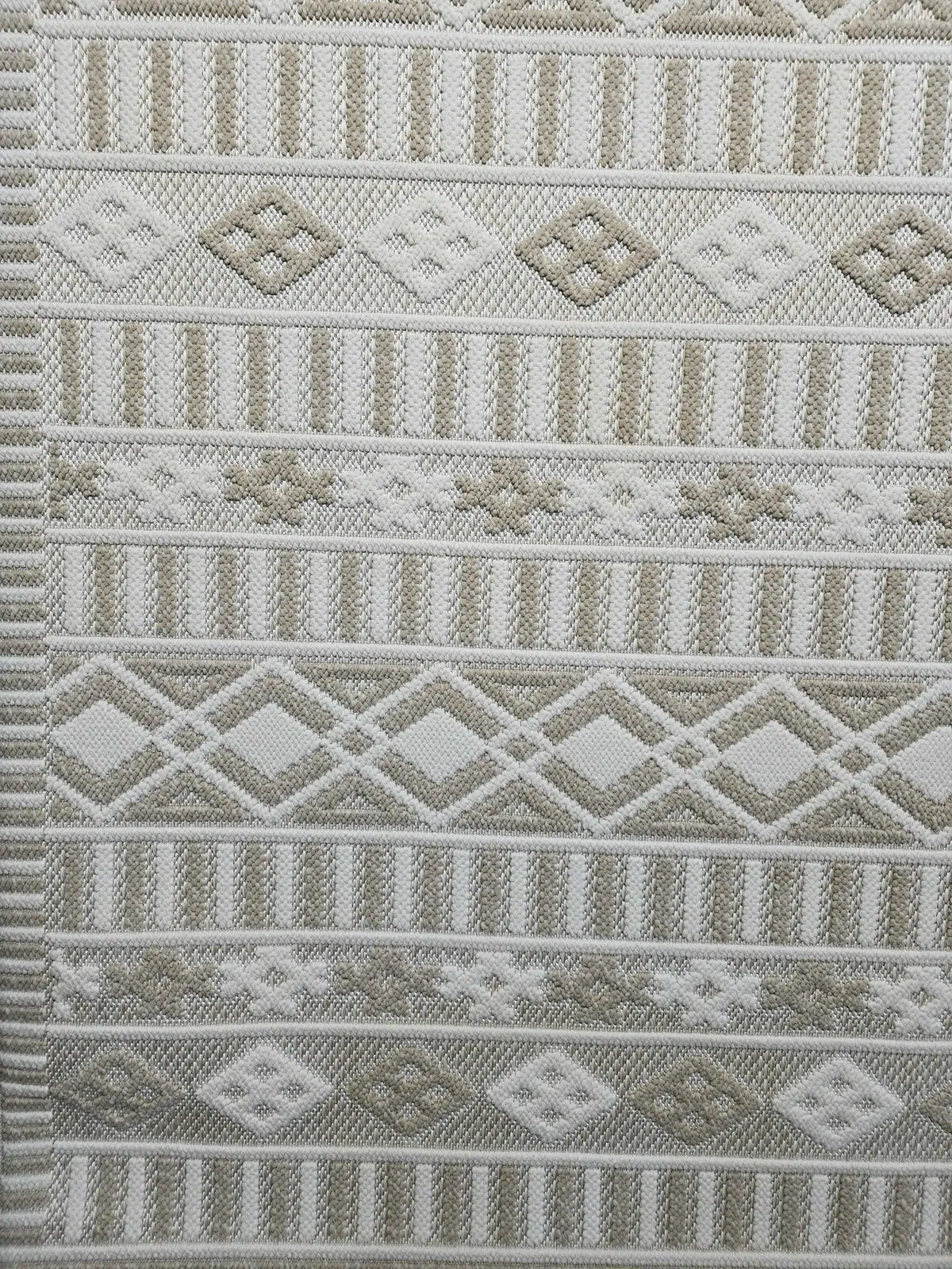Top-left section of Radiant rug showing neat geometric layering