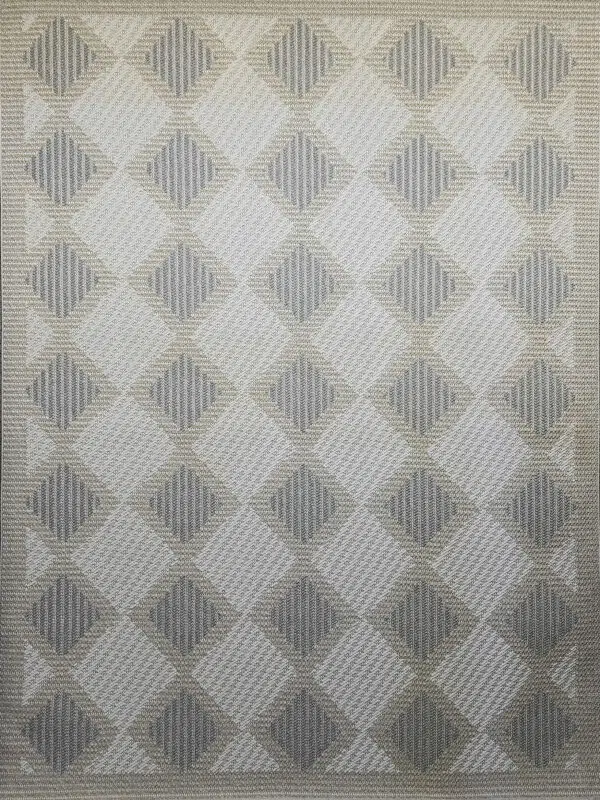 Full top view of Crater rug showing its diamond geometric pattern