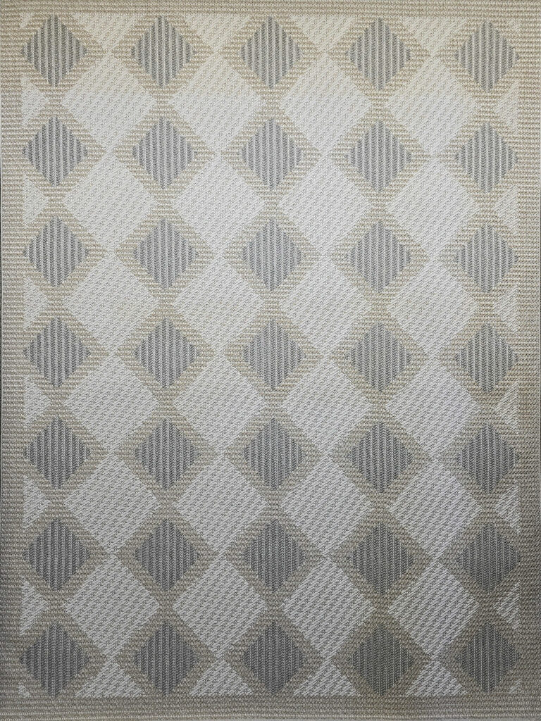Full top view of Crater rug showing its diamond geometric pattern