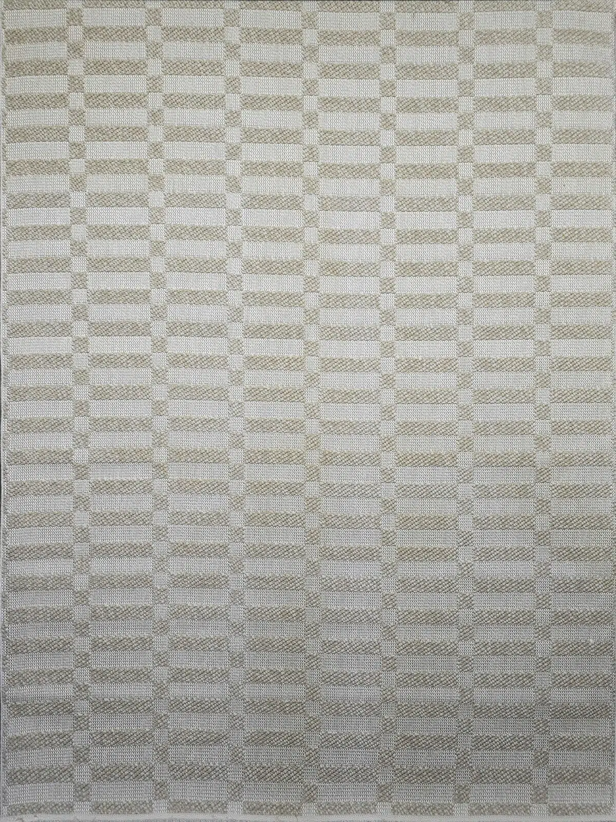 Full view of Umbra checkered beige modern rug.