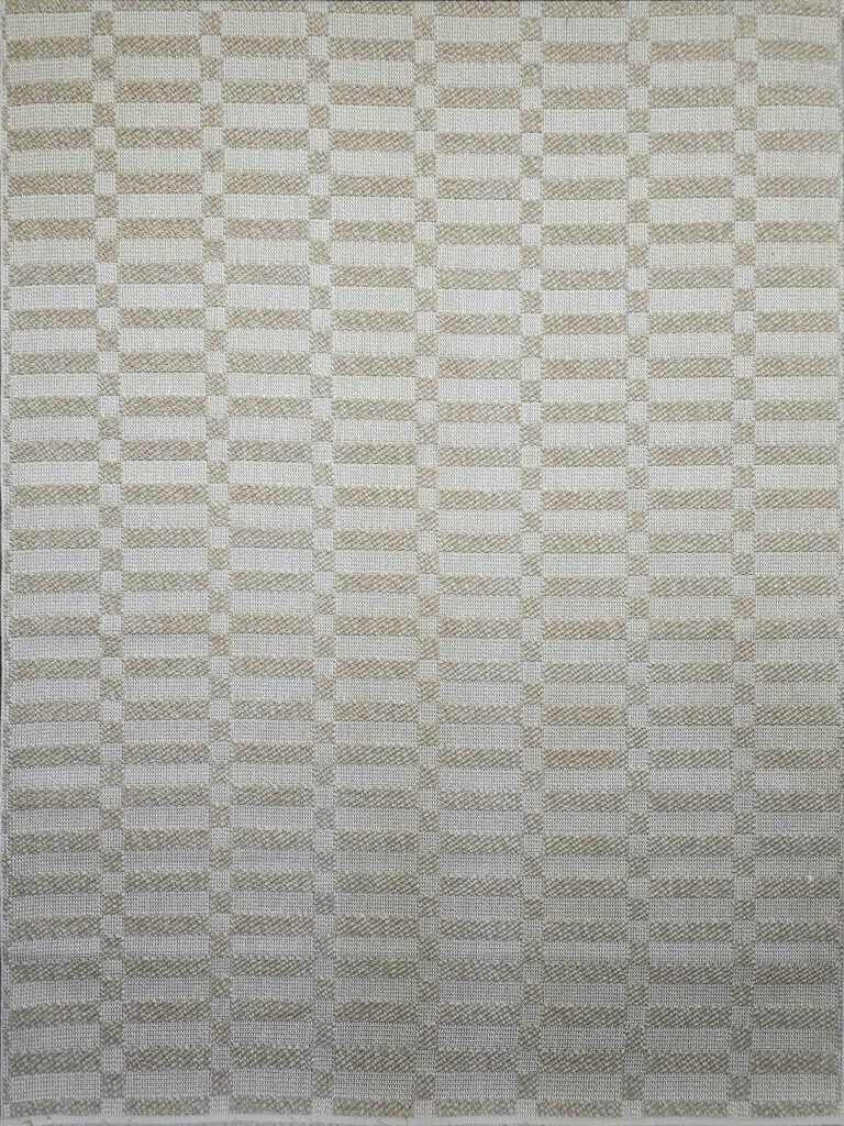Full view of Umbra checkered beige modern rug.