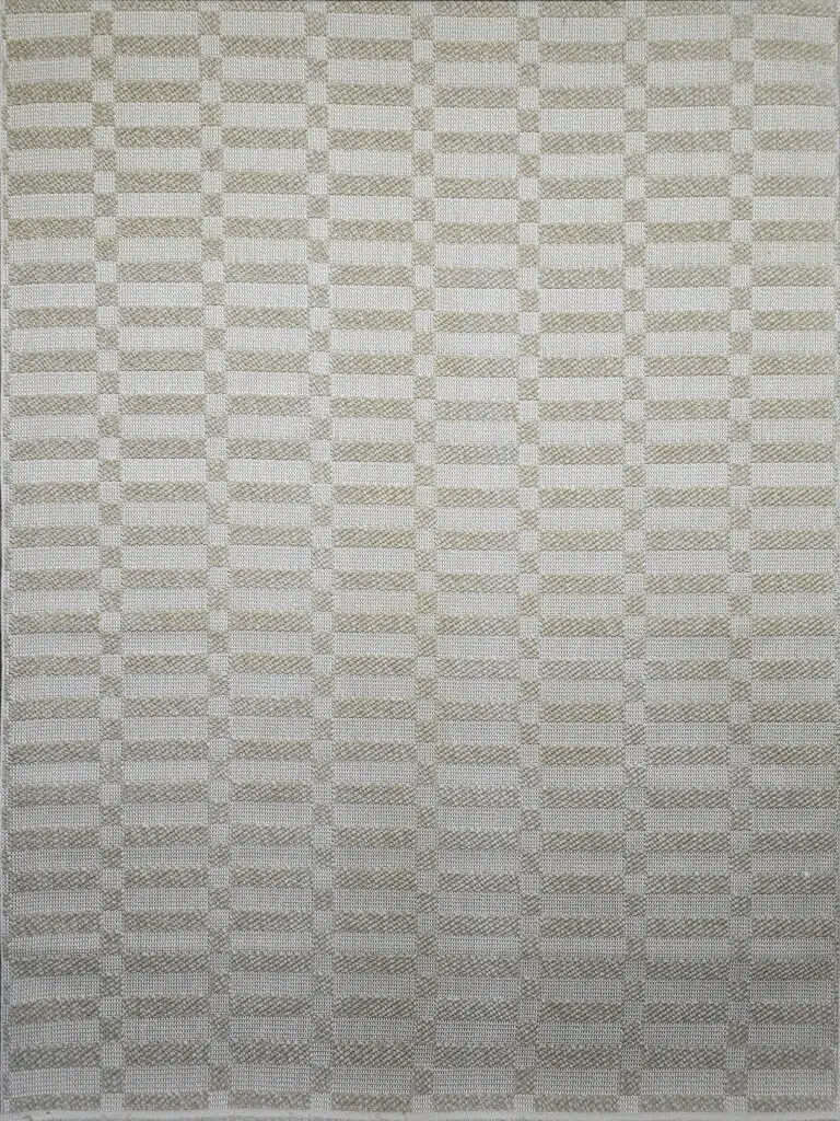 Full view of Umbra checkered beige modern rug.