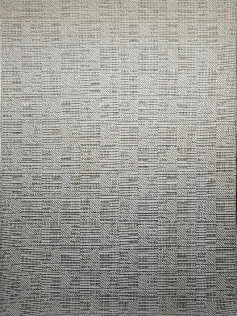 Top-down view of the Vortex rug with balanced square pattern layout