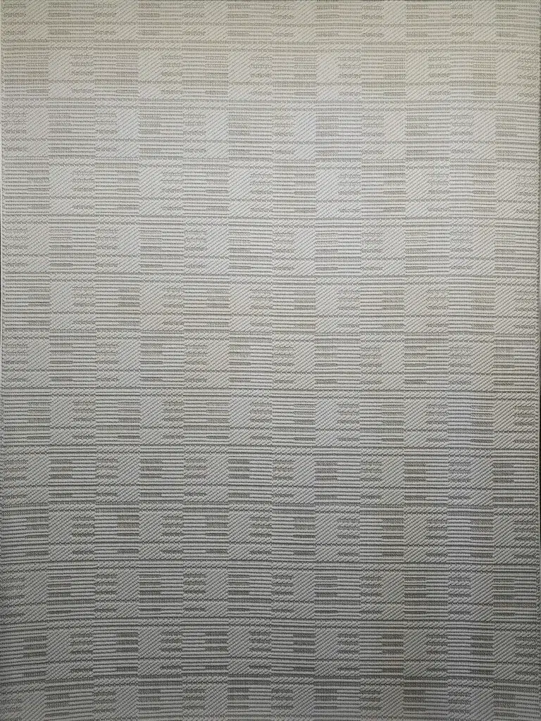 Top-down view of the Vortex rug with balanced square pattern layout