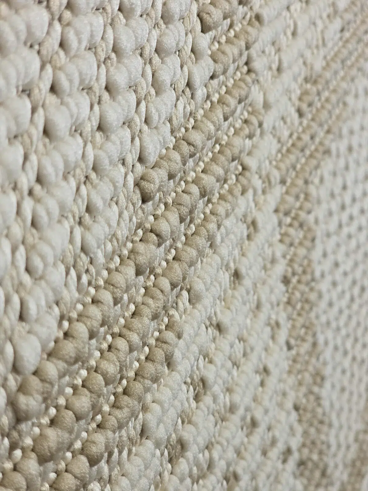 Side angle close-up of Nocturne rug’s tactile weave