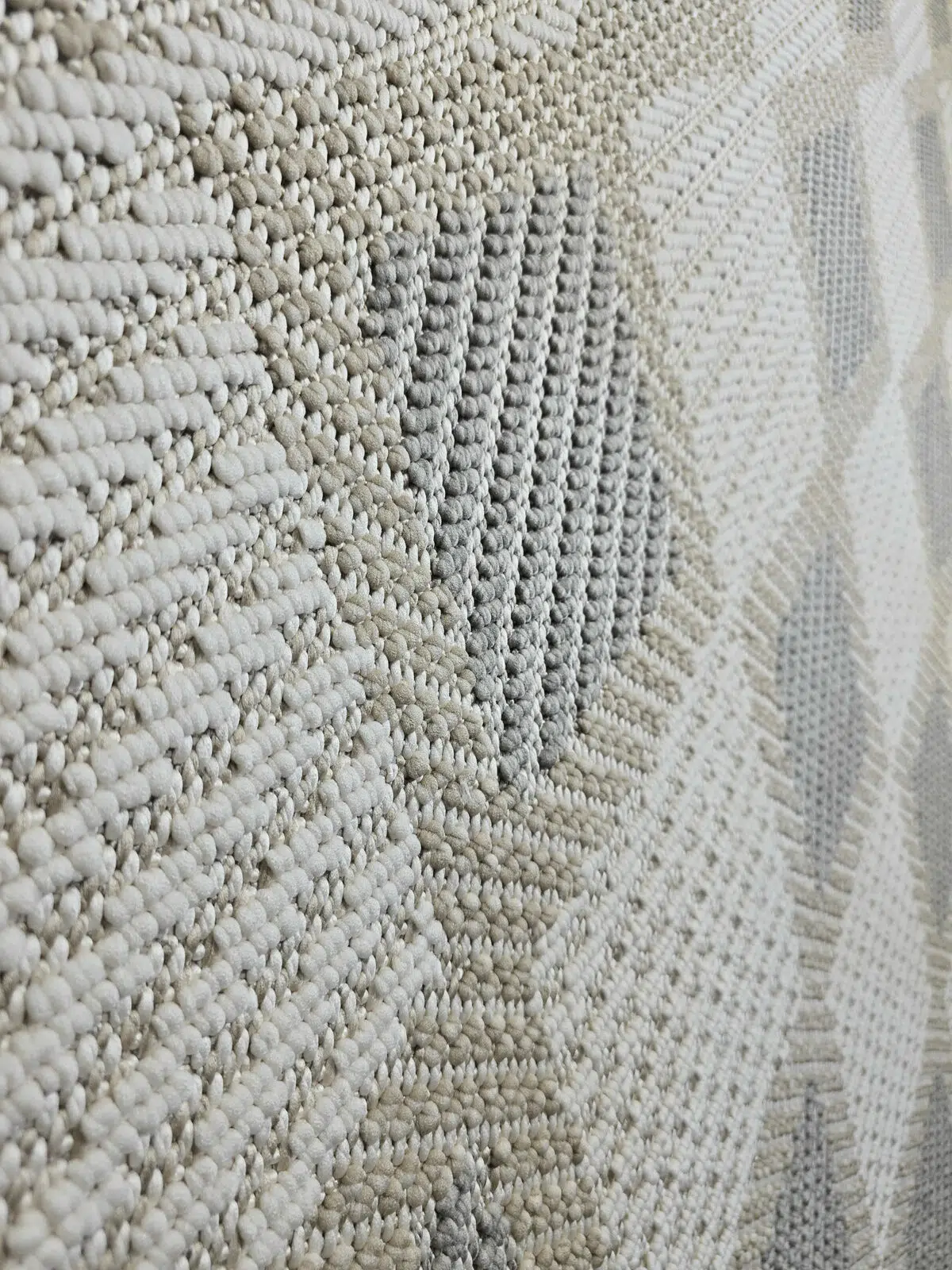 Close view of Crater rug showing depth and pile formation