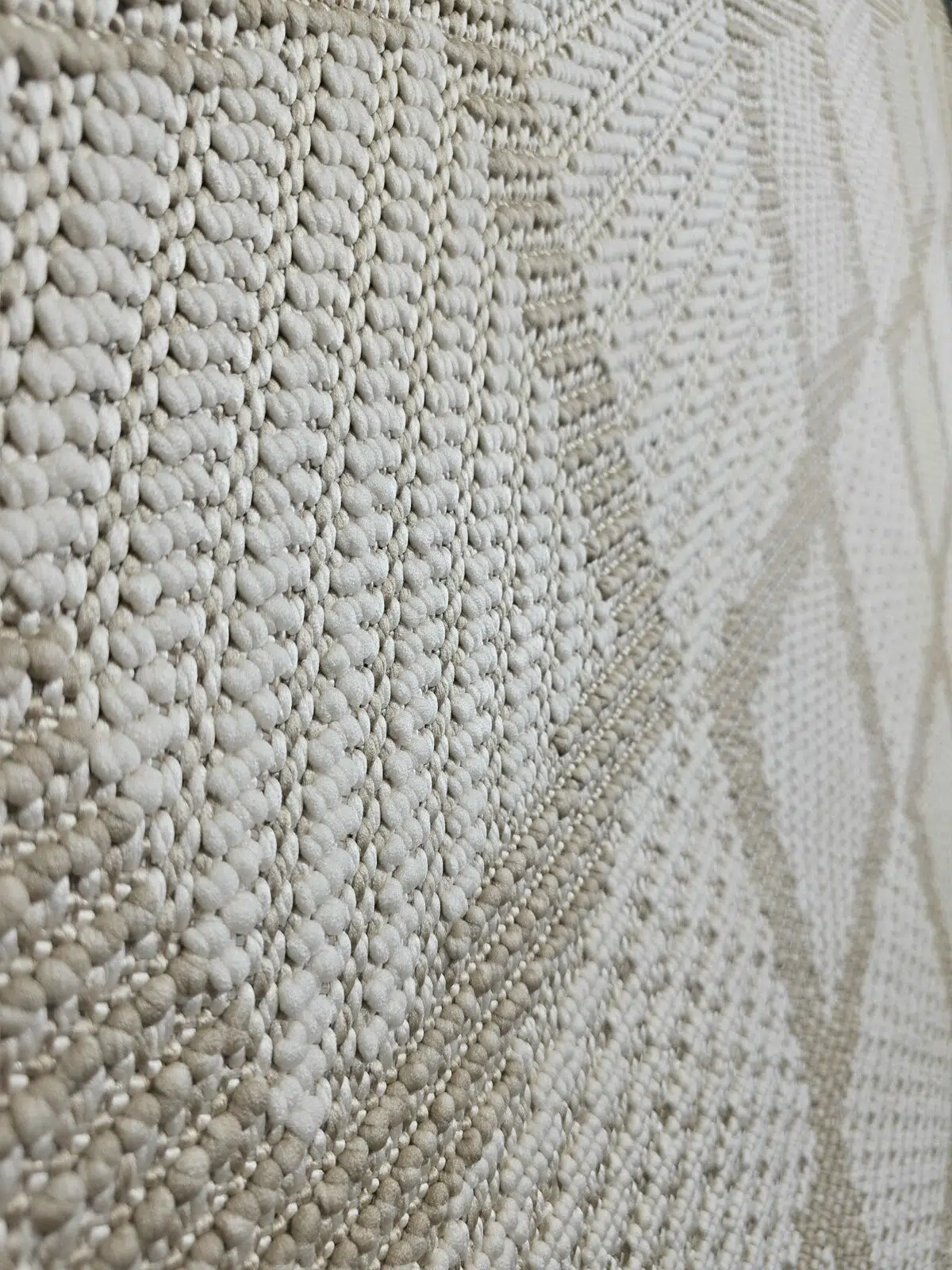 Tilted angle of the diamond pattern on Nocturne rug